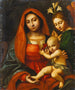 van het Madonna en Kind met een engel - Paolo Morando Cavazzola — weergave van het kunstwerk