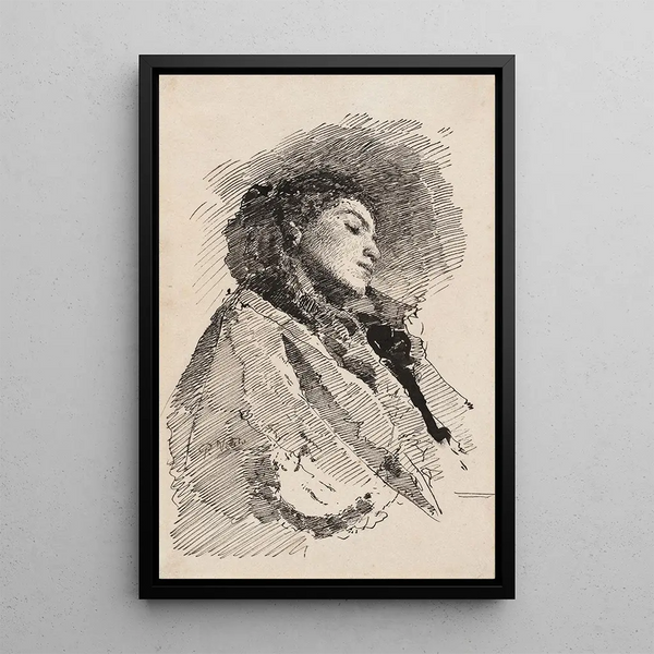 Jonge slapende vrouw - Paolo Vetri — ingelijst kunstwerk aan de muur