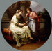 Papirius Praetextatus dat door zijn moeder werd gevraagd om de geheimen van de beraadslagingen van de Romeinse Senaat te onthullen - Angelica Kauffmann — gepresenteerd in een interieur