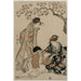 Reproductie van het schilderij Parodie van een scène uit het keizerlijke rijtuig - Kitagawa Utamaro
