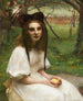 Een portret van een meisje in een witte jurk - Pascal-Adolphe-Jean Dagnan-Bouveret — weergave van het kunstwerk
