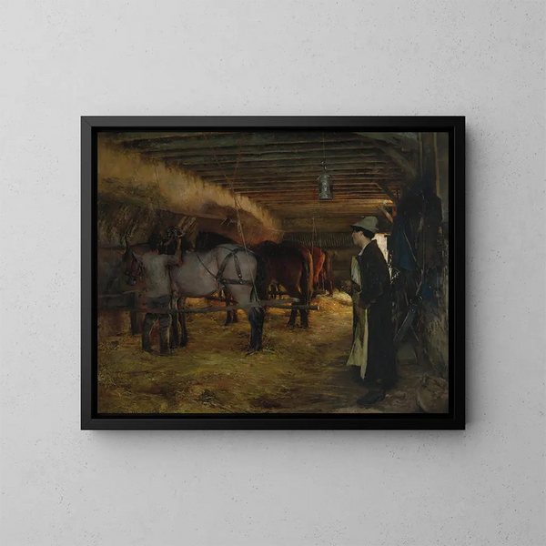 A Stable - Pascal-Adolphe-Jean Dagnan-Bouveret — framed artwork on a wall