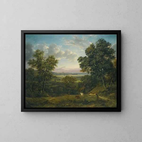 View of Greenwich from Charlton Wood near Woolwich - Patrick Nasmyth — framed artwork on a wall