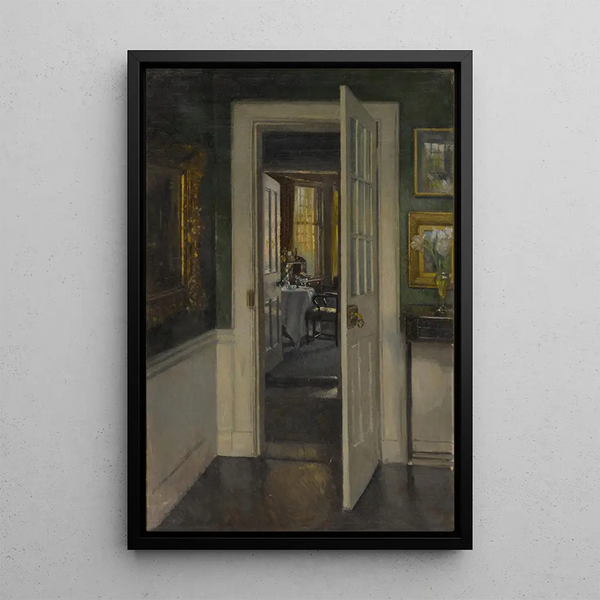 interieur met uitzicht op de ochtend woonkamer - Patrick William Adam — ingelijst kunstwerk aan de muur