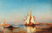 van zeilboten in Venetië op de achtergrond - Paul-Charles-Emmanuel Gallard-Lépinay — weergave van het kunstwerk