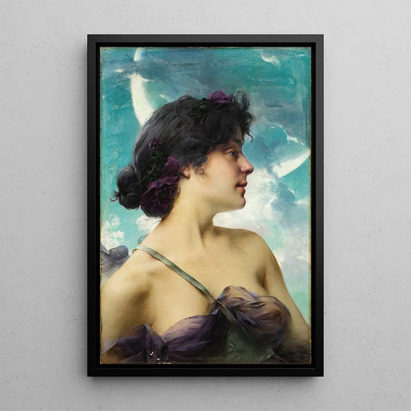 Portrait d'une dame en Diane aussi appelée Une beauté en violet - Paul-François Quinsac — ingelijst kunstwerk aan de muur