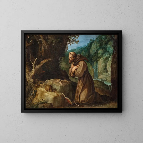 Saint François d'Assise en méditation - Paul Bril — framed artwork on a wall