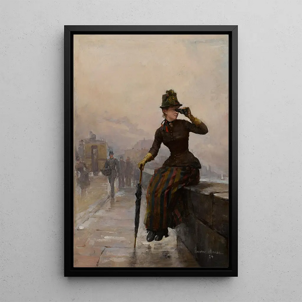 View of the Seine - Paul Charles Chocarne-Moreau — framed artwork on a wall