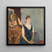 van een zittende harpiste met een waaier - Paul César Helleu — ingelijst kunstwerk aan de muur