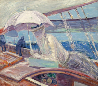 Madame Helleu aan boord van de jacht Bird - Paul César Helleu — weergave van het kunstwerk