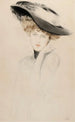 Portret van een vrouw met hoed - Paul César Helleu — weergave van het kunstwerk