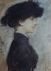 Portret van vrouw op profiel - Paul César Helleu — weergave van het kunstwerk