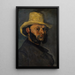 Gustave Boyer born in 1840 with a straw hat - Paul Cézanne — framed artwork on a wall