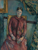 Madame Cézanne Hortense Fiquet 1850-1922 in rode jurk - Paul Cézanne — weergave van het kunstwerk