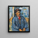 Man in blauwe blouse - Paul Cézanne — ingelijst kunstwerk aan de muur