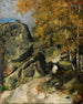Rochers in het bos Fontainebleau - Paul Cézanne — weergave van het kunstwerk