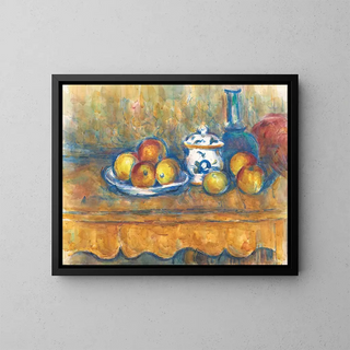 Paul Czanne - Stillleben mit blauer Flasche Zuckerdose und pfeln.webp