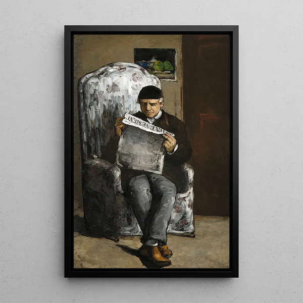 De vader van de kunstenaar die L'Événement leest - Paul Cézanne — ingelijst kunstwerk aan de muur