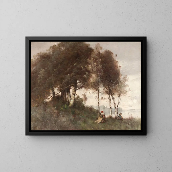 Landscape with Laundresses - Paul Désiré Trouillebert — framed artwork on a wall