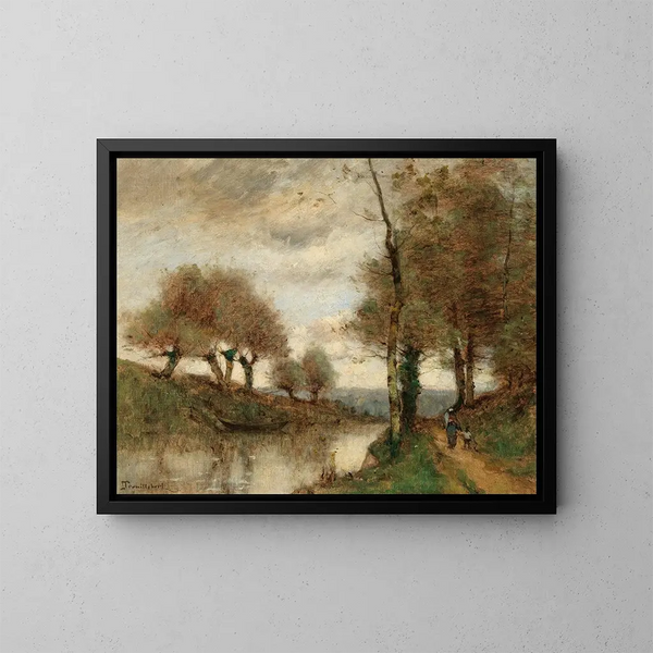 Return home along the river - Paul Désiré Trouillebert — framed artwork on a wall