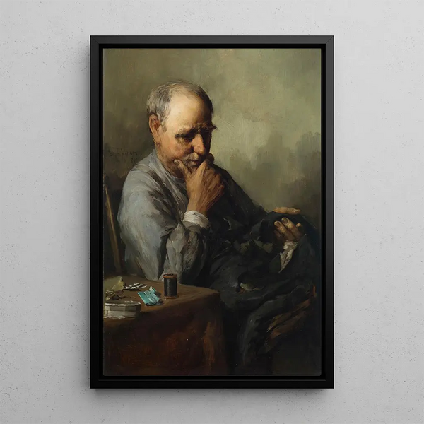 Vieil homme raccommodant - Paul E. Harney — ingelijst kunstwerk aan de muur