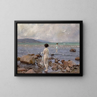 Paul Fischer - To badepiger p en stenet strand.webp