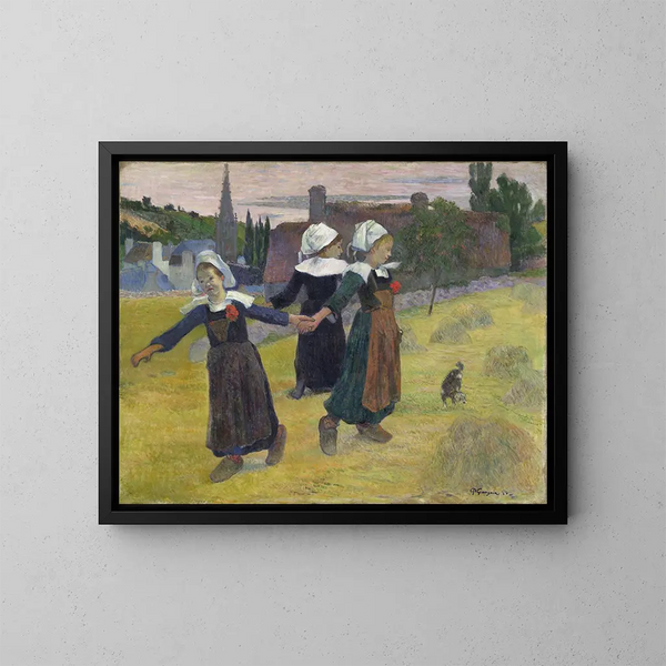 Meisjes uit Bretagne dansend in Pont-Aven - Paul Gauguin — ingelijst kunstwerk aan de muur