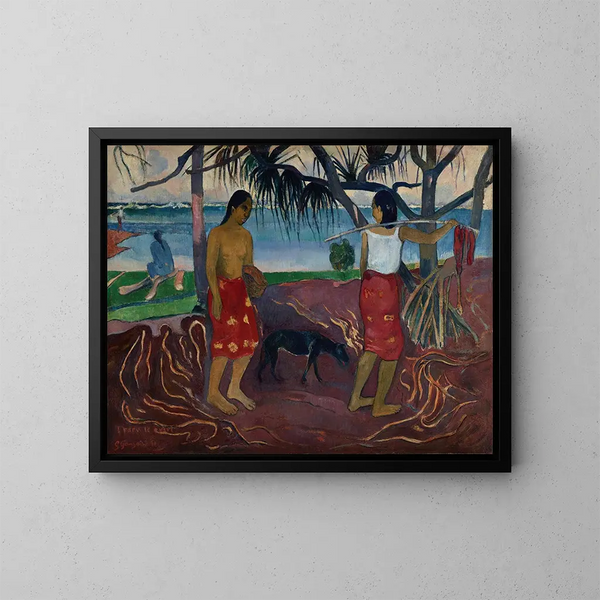 Le Raro te Oviri onder de Pandanus - Paul Gauguin — ingelijst kunstwerk aan de muur