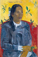 Vrouw uit Tahiti met een bloem - Paul Gauguin — weergave van het kunstwerk