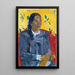Vrouw uit Tahiti met een bloem - Paul Gauguin — ingelijst kunstwerk aan de muur