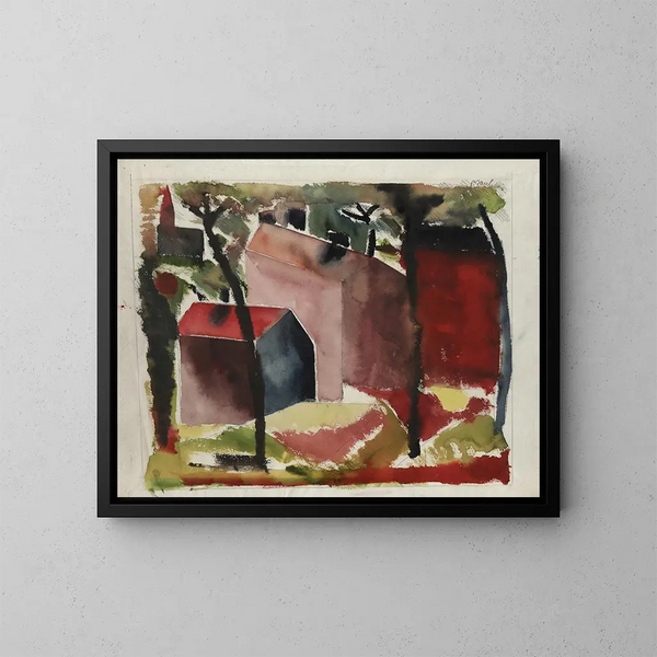 Huizen - Paul Gauguin — ingelijst kunstwerk aan de muur