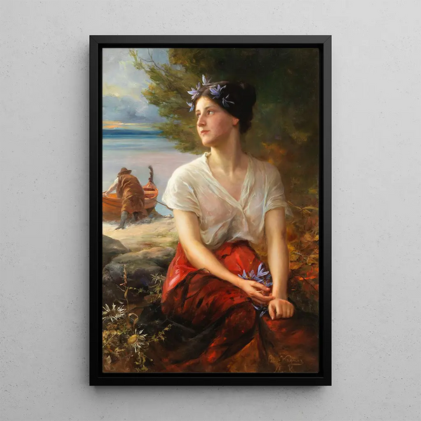 La jolie pêcheuse - Paul Hermann Wagner — ingelijst kunstwerk aan de muur