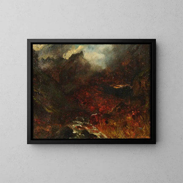 The Valley of Hell at the foot of Sancy - Paul Huet — framed artwork on a wall