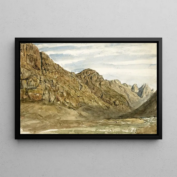 Cliffs along the Romanche River - Paul Huet — framed artwork on a wall