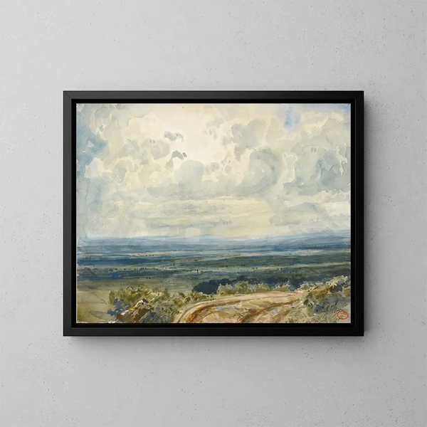 View of a Valley in Normandy - Paul Huet — framed artwork on a wall