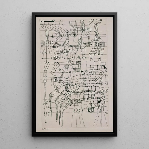 Tekening geknoopt in de stijl van een net - Paul Klee — ingelijst kunstwerk aan de muur