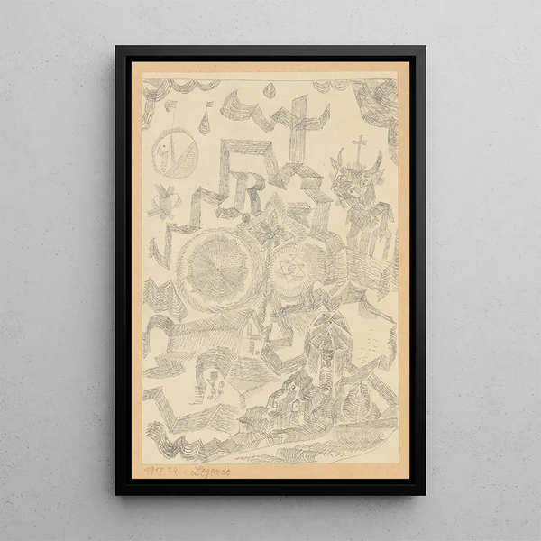 Legende Blad Herdenkingsmetalen met Sint Stier - Paul Klee — ingelijst kunstwerk aan de muur