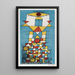 ansichtkaart ter gelegenheid van de tentoonstelling van de vooraanstaande persoon in het Bauhaus - Paul Klee — ingelijst kunstwerk aan de muur