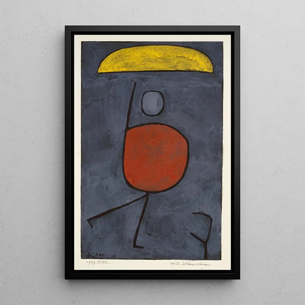 met een paraplu - Paul Klee — ingelijst kunstwerk aan de muur