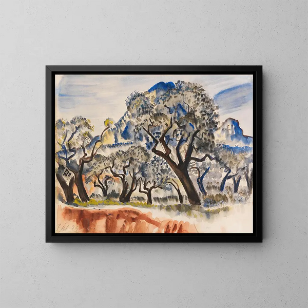 Franse landschapsschilderij met bomen - Paul Kleinschmidt — ingelijst kunstwerk aan de muur
