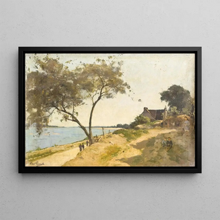 Paul Lecomte - Bord de mer avec promeneurs sur un chemin.webp