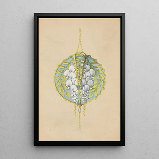 Paul Louchet - Ontwerp voor een hanger met bloemtakken van de witte wisteria van gemailleerd goud.webp