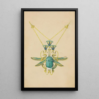 Paul Louchet - Ontwerp voor een hanger met een scarabee slangen en lotusbloemen van gemailleerd goud met een scarabee.webp