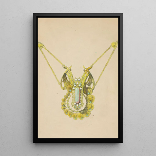 Paul Louchet - Ontwerp voor een hanger met viooltjes van gemailleerd goud met een opaal.webp