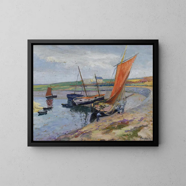 Bateaux au bord de la mer - Paul Madeline — framed artwork on a wall