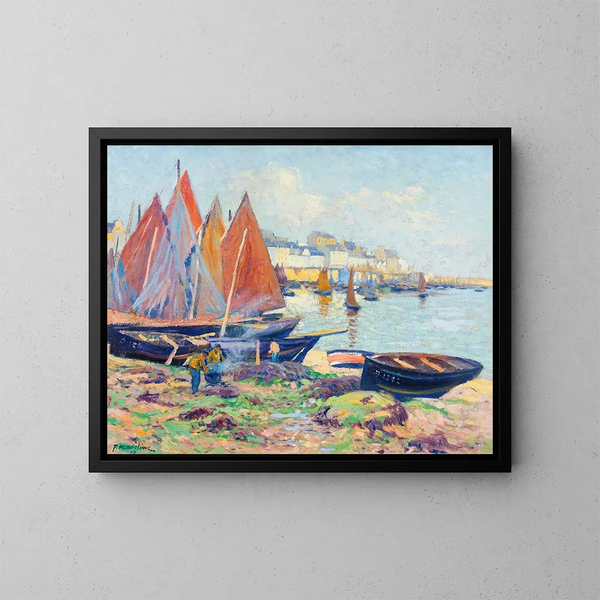 Bateaux et débardeurs - Paul Madeline — framed artwork on a wall