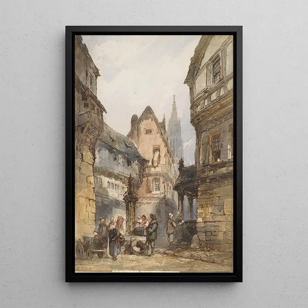 Straatscène - Paul Marny — ingelijst kunstwerk aan de muur