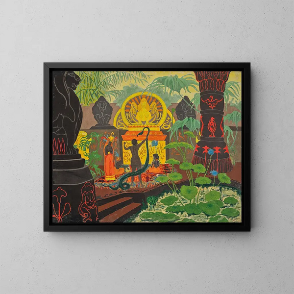 Temple vaudou ou La charmeuse de serpents - Paul Ranson — framed artwork on a wall