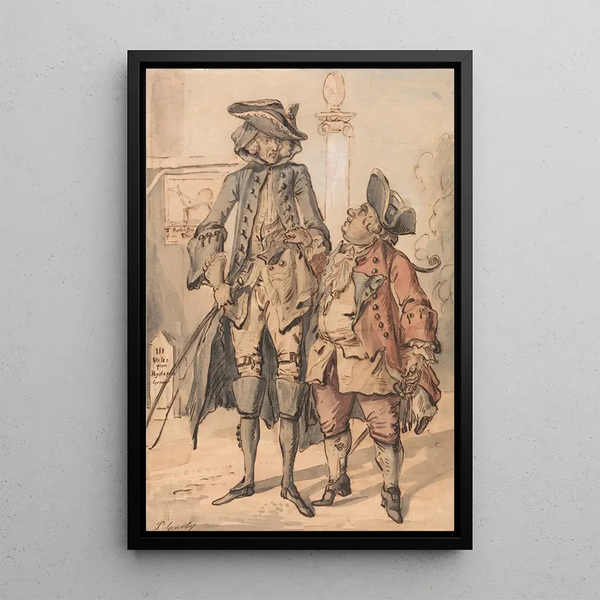 Caricature of George Bubb Dodington and Sir Thomas Robinson - Paul Sandby — framed artwork on a wall