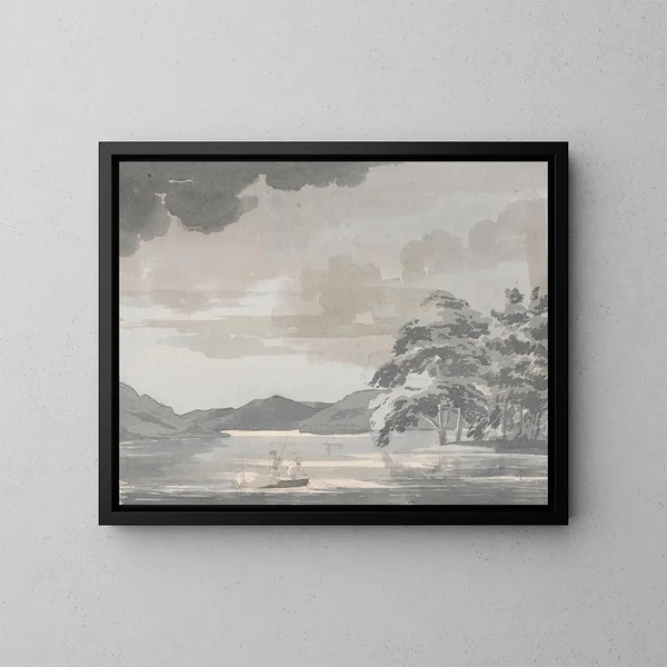 Lake Scene Painting - Paul Sandby — framed artwork on a wall